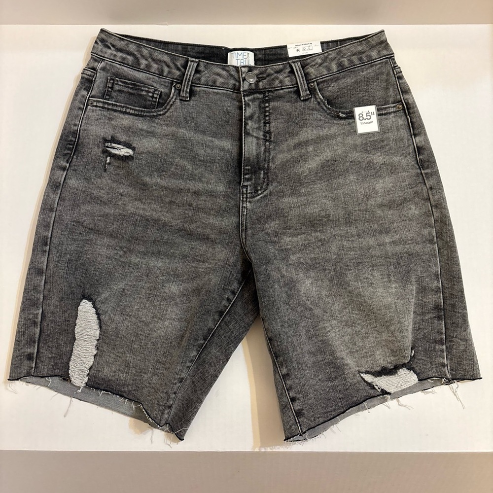 Distressed Gray Denim Shorts